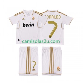 Camisolas de futebol Real Madrid Cristiano Ronaldo 7 2011 2012 Retro Criança Equipamento Principal Manga Curta